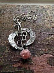 Mid century modern Silver thulite Norway Pendant vtg Norwegian 2700