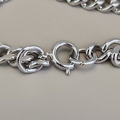 Vintage Mustard Seed Charm Bracelet Round Glass Dangle Silver Tone 6.75″