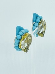 Porcelain Hand Painted Enamel Russian Rostov Finift Vintage earrings USSR Soviet