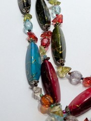 ✨VINTAGE✨ EsMor Bohemian Painted Bead Necklace 3 Strands Hand Strung Fabulous