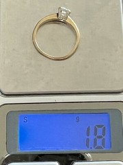 Art Deco 14k Yellow Gold White Topaz Wedding Band Ring Solitaire .4ct Sz 4.75