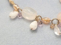 1946 Signed Light Rose Plastic And Glass Necklace 17in.