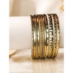 Vintage Gold Tone Bangle Bracelet Lot 14 Stackable Bangles Textured Twisted
