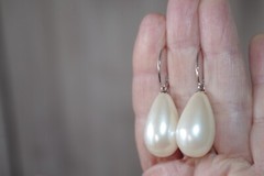 1 Pair Sterling Silver Semi round Large earrings Accessories Use with Any Stone