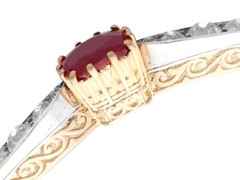Antique 2.90Ct Ruby and 4.12Ct Diamond, 18k Rose Gold Bangle Circa 1890