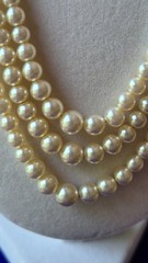 Circa 1950 NOS Marvella 3-Str Faux Pearl Necklace ,Original Tag,Box,Sterlinig