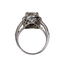 Vintage Silver Tone Halo Cocktail Ring Band 925 CZ Round Rhinestones Size 8.5
