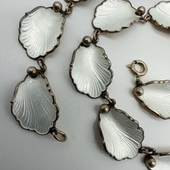 VTG Norway Hans Myhre Sterling Silver White Enamel 15″ Necklace 37g #gag