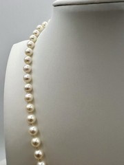 Vintage Japanese 16” Saltwater Akoya Pearl Choker Necklace WG 14k clasp 5.4-6mm