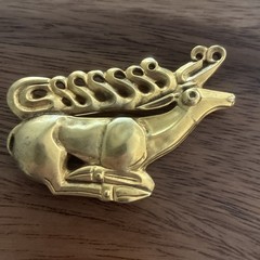 Vintage MMA Scythian Stag Brooch Gold Plated Deer Metropolitan Museum Of Art