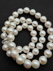 JTV Semi Baroque Graduated Pearl Necklace Sterling Silver 925