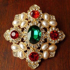 Vintage Palace Antique Color Treasure Brooch Colorful Gems Pearl Brooches Party