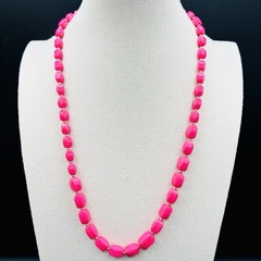 Vintage Black Pink Bead Necklace Set Flapper Opera Long Layered Retro Mod