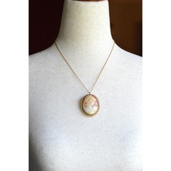 Antique Edwardian 800 Silver Gold Cameo Pearl Halo Brooch Pendant Necklace