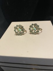 Vintage Aurora Borealis Rhinestone Flower Screw-Back Earrings