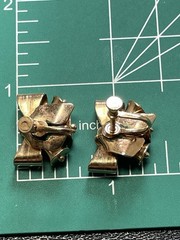 Vintage Brass Bow Bell Charm Dangle Screw Back Earrings