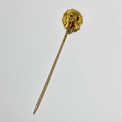 Antique 10K Yellow Gold Lion Head 2.25″ Hat Stick Pin 1.52g