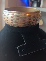 Vintage Tri Metal Weave Bangle Bracelet Copper, Brass And Silver