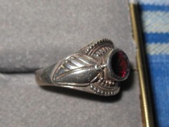 Vintage Small sz 5 to 5.5 Sterling Silver 925 and Red Garnet or Ruby Ring 4.5gr