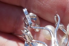 Vintage Sterling Silver & 5.2mm Freshwater Pearl Spray Designed Brooch / Pin