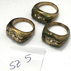 Vintage 18KT HGE Gold Plated & Cubic Zirconia in 3 Stone Ring varied sizes