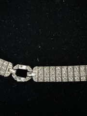 Art Deco Wachenheimer Diamonbar Buckle Sterling Silver Rhinestone Bracelet