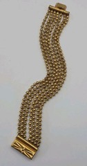 Vintage Art Deco Brass Multistrand BB Ball Bead Chain Bracelet 7″ 1930s Ornate