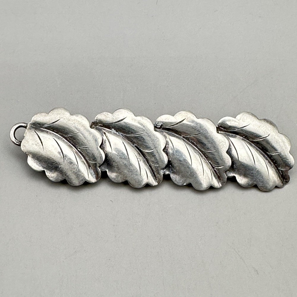 TEKA Theodor Klotz Germany Leaves Brooch Continental Silver 800 Art Deco Bar Pin
