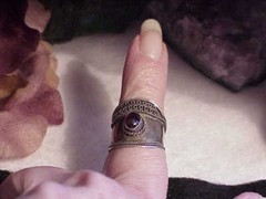Sterling Silver 1.00ct Cabochon Amethyst Cigar Band Ring Sz7 3.9Gr Vtg Brutalist
