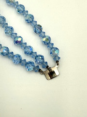 Vintage Sky Blue Faceted Crystal Beaded Multi Strand Bracelet