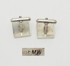 Retro sterling silver modern geometry inlaid gemstones square cufflinks