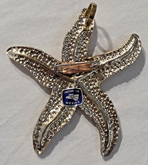 Vintage Mixed Metal Starfish NOS wTag Pendant Brooch Hammered Metal Mexico Lrg
