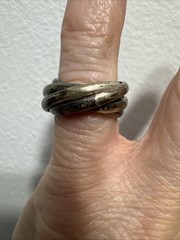 Vintage Chunky 5 Interlocking Sterling Silver Size 4.5 Band 8.6g Ring Tarnished