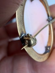 Antique Victorian Portrait Cameo Pendant Brooch W Engraved 10K Gold Bezel 5 gram