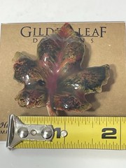 Guilded Leaf Brooch Pin Handcrafted USA Enamel Autumn Maple Leaf New On Card
