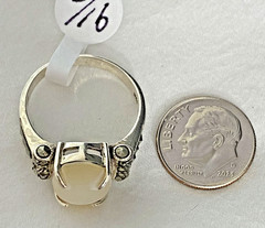 Vintage Sterling Silver White Stone Marcasite Ring JC Signed Size 9.5 NOS 5g