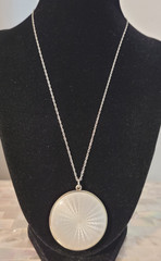 Antique French Guilloche 935 Sterling Silver Enamel Floral Locket Pendant
