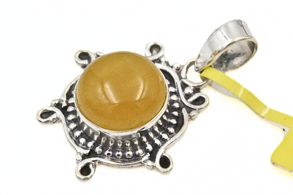 Sterling Silver Signed JTV Yellow Stone NWT Pendant