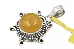 Sterling Silver Signed JTV Yellow Stone NWT Pendant