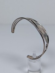 Vtg Alpaca Mexico Cuff Bracelet MOP Abalone Shell Inlay Silver Tone 1980s NOS
