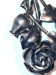 Vintage Sculpted Rose Brooch Pin 3D Designer Theodor Klotz Germany 835 Silver