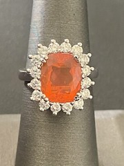 Gorgeous 14KT White Gold 4.00CT Mexican Opal & 1.00CTW Diamond Ring. S 6.5(FL419