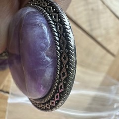 VTG Artisan Beaded Pendant Necklace 18 Inch Purple Amethyst Quartz Silver Plated