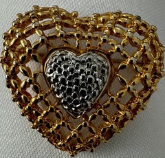 Gold & Silver Tones-Heart Brooch /pin!!