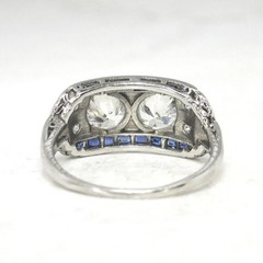 Art Deco Style 2.80Ct Lab-Created Diamond & Sapphire Engagement Ring 925 Silver