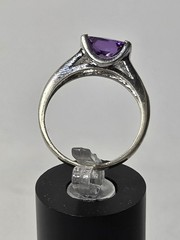Vintage FAS 925 Sterling Silver Simulated Amethyst & Cubic Zirconia Ring Sz 7