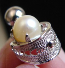 Vtg 1950-60s Sorrento Sterling Silver Filigree Pearl Necklace & Earrings Set D14