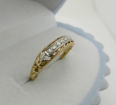 Antique Art Deco 14k Yellow Gold & Platinum Diamonds Wedding Band Ring Size 8