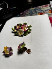 broach and clip earrings vintage