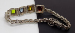 925 Sterling Silver Gemstone Amethyst Peridot Topaz Citrine Marcasite Bracelet